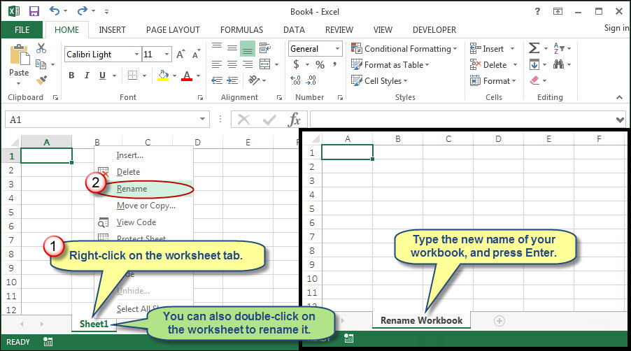 How to change sheet name in excel macro